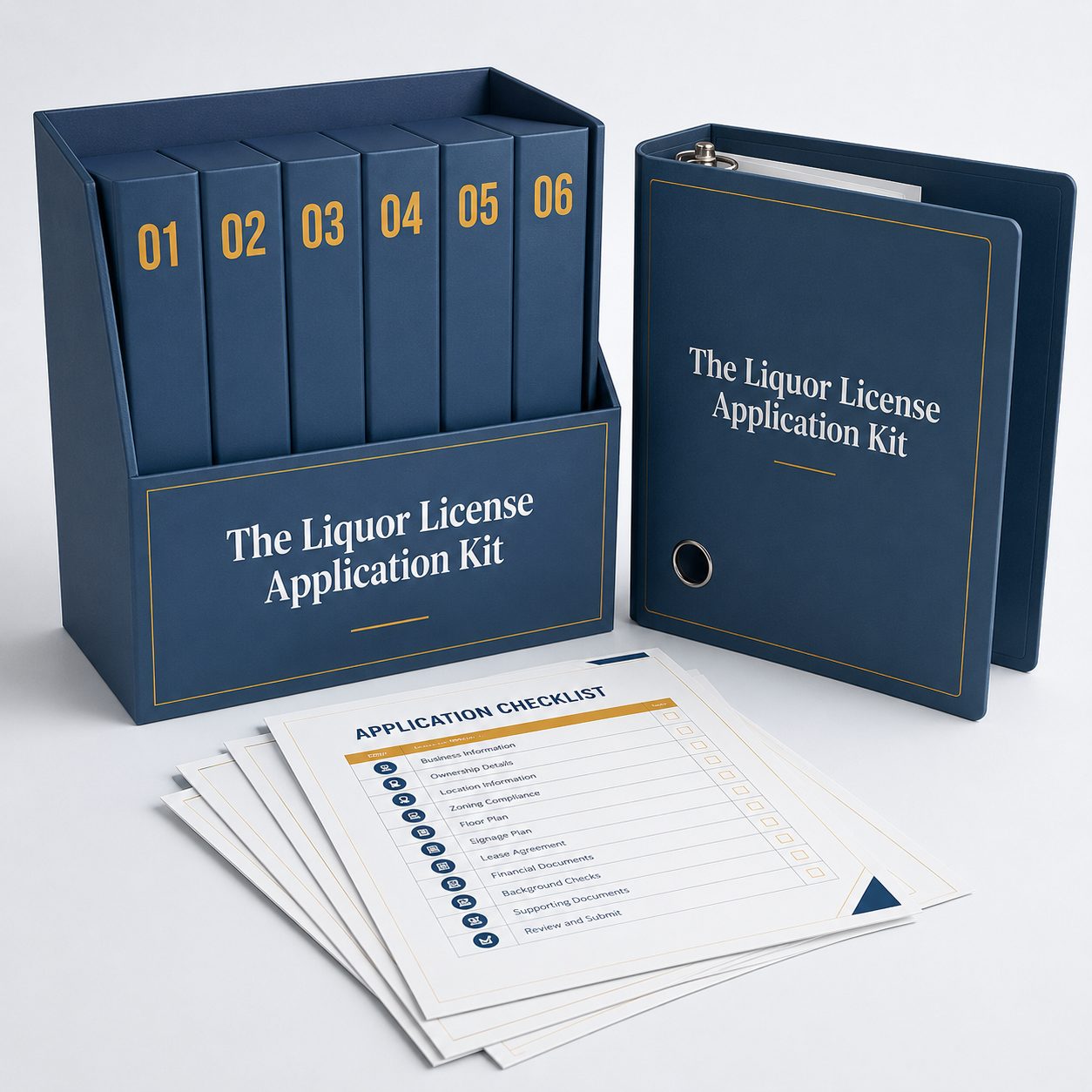 The complete six-pillar Liquor License Application Kit box set